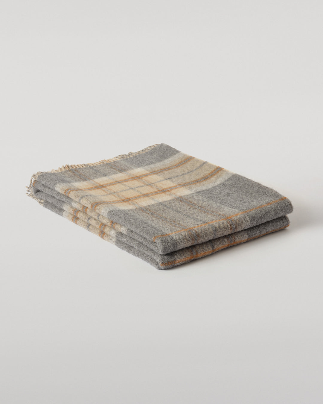 Johnstons of Elgin Interiors Collection Grey & Brown Overcheck Reversible Lambswool Throw WD000021RU6954ONE