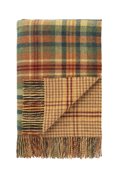 2025 Johnstons of Elgin Interiors Collection Multi check & Gunclub Windowpane Reversible Lambswool Throw on a white background  WD000021RU7460ONE