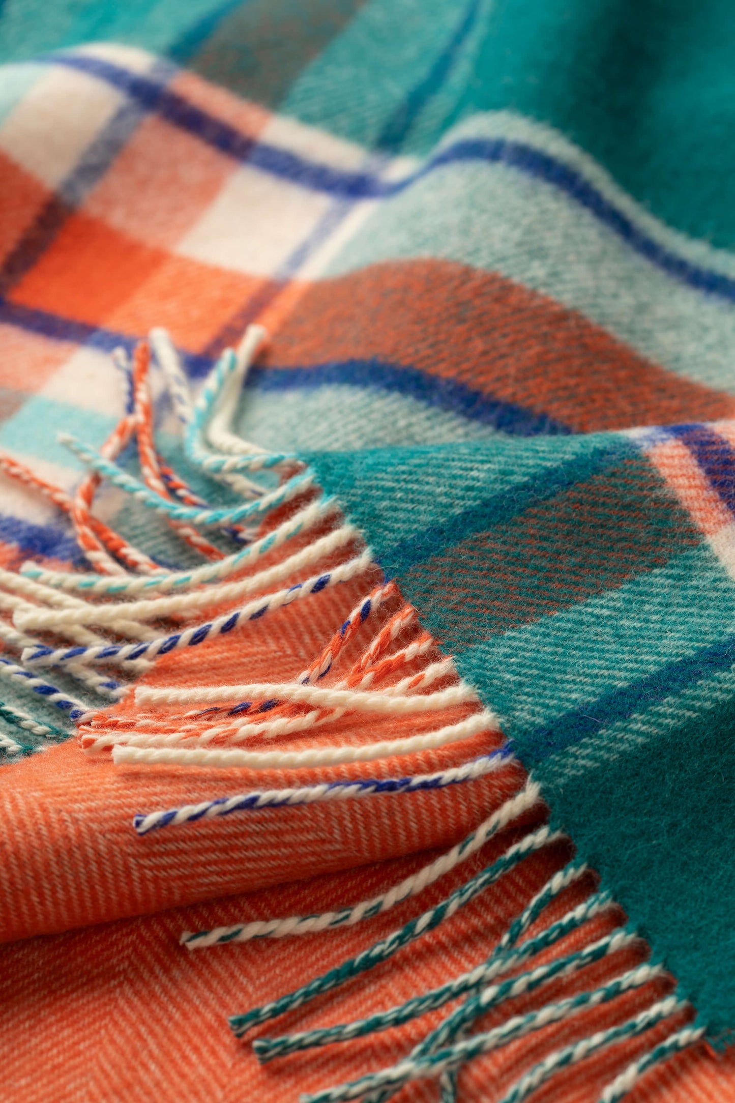 Johnstons of Elgin 2024 Blanket Collection Check & Herringbone Vibrant Double Face Lambswool Throw WD000021RU7465ONE