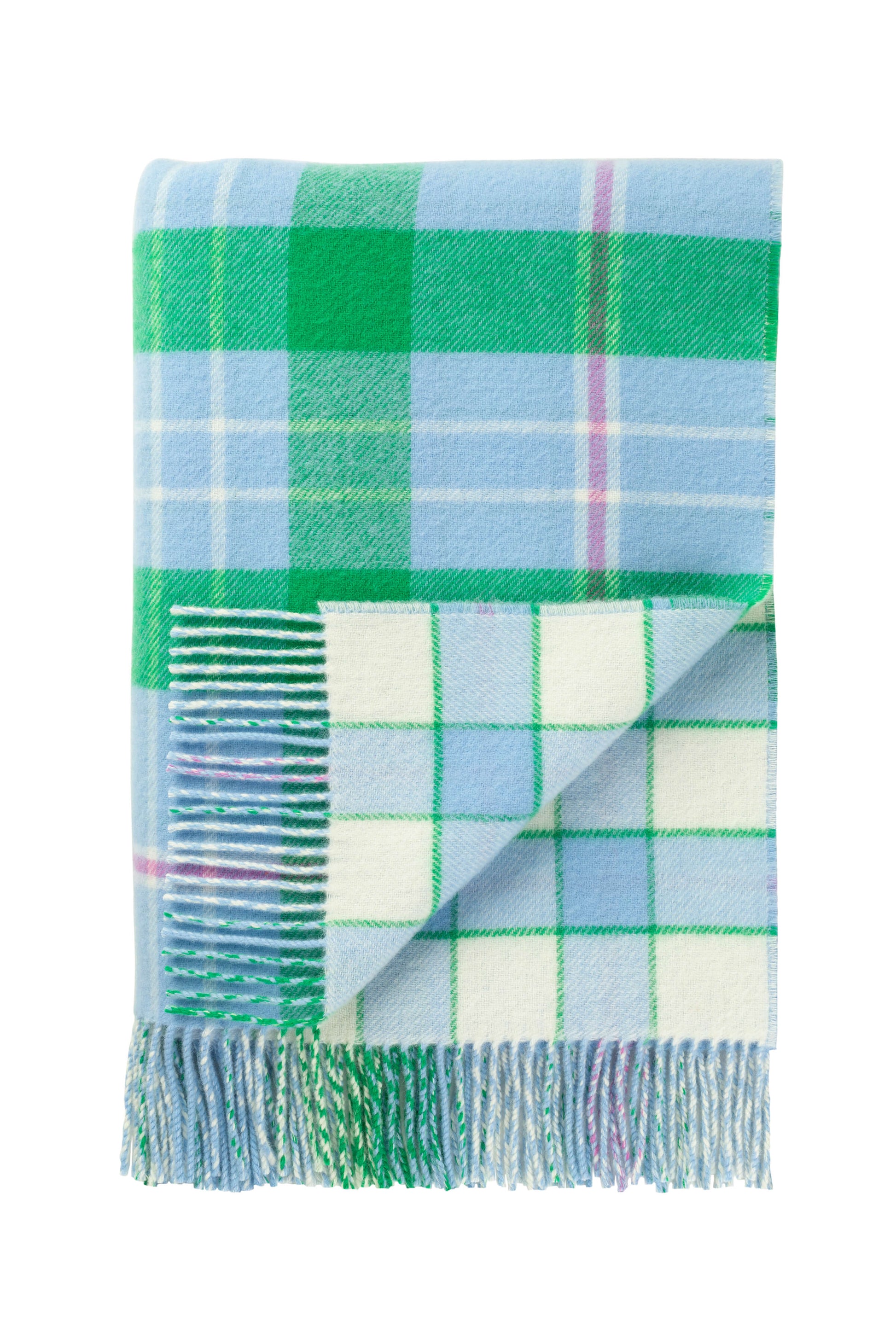 Johnstons of Elgin 2024 Blanket Collection Bordered Block Check Vibrant Double Face Lambswool Throw WD000021RU7467ONE