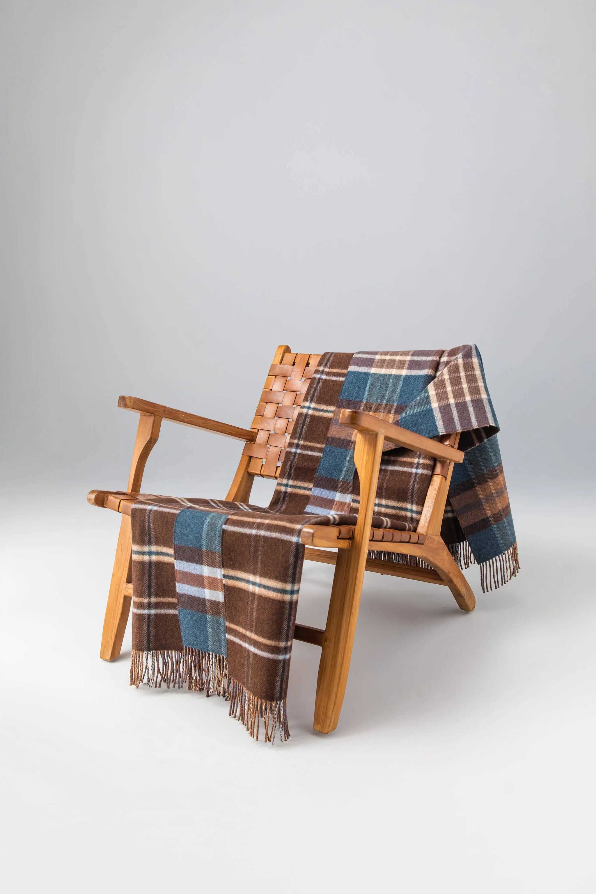 Double Face Lambswool Throw Heather & Brown Check