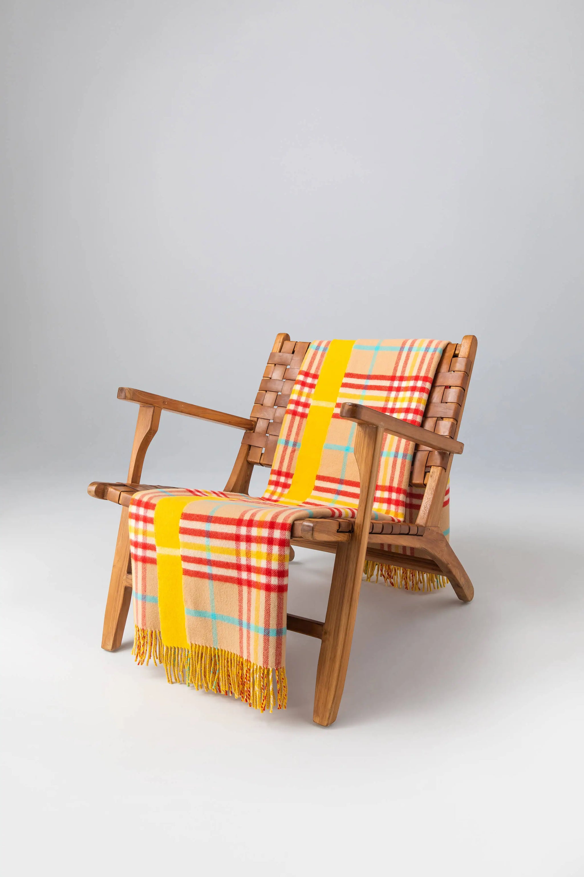 Vibrant Reversible Lambswool Throw Check & Windowpane