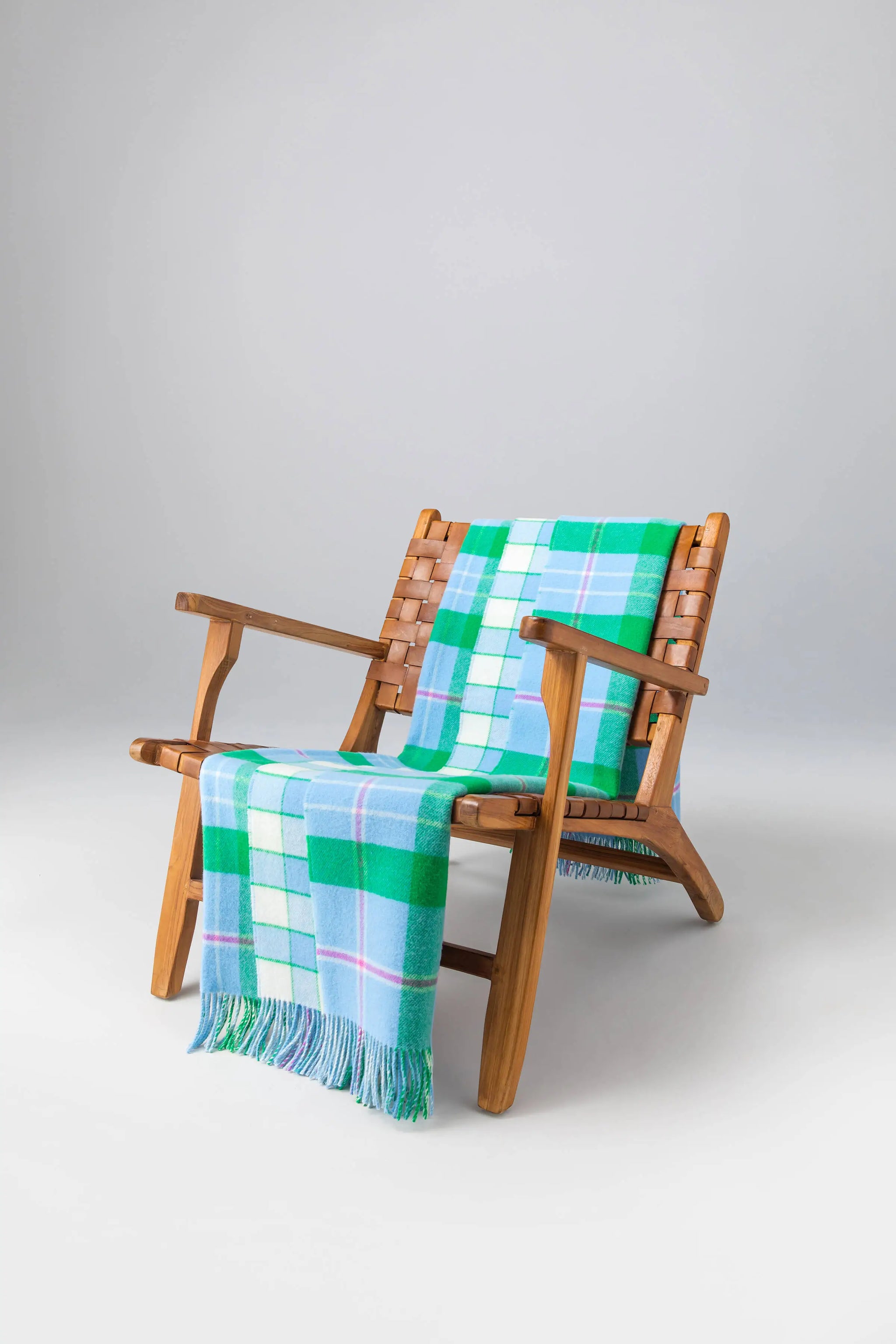 Vibrant Reversible Lambswool Throw Bordered Block Check