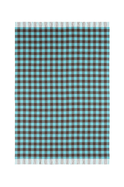 Johnstons of Elgin X Ben Pentreath Lambswool Throw in Turquoise & Brown WD000100RU7253