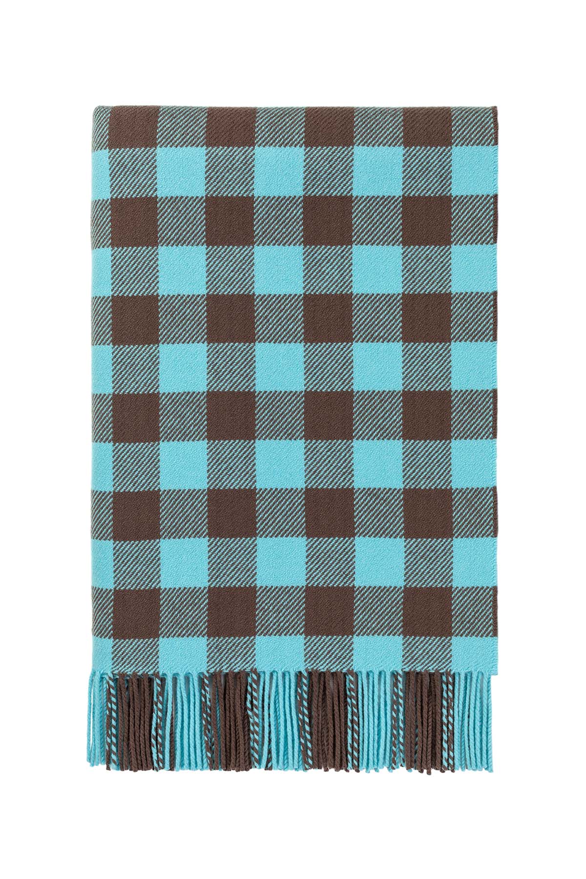 Johnstons of Elgin X Ben Pentreath Lambswool Throw in Turquoise & Brown WD000100RU7253