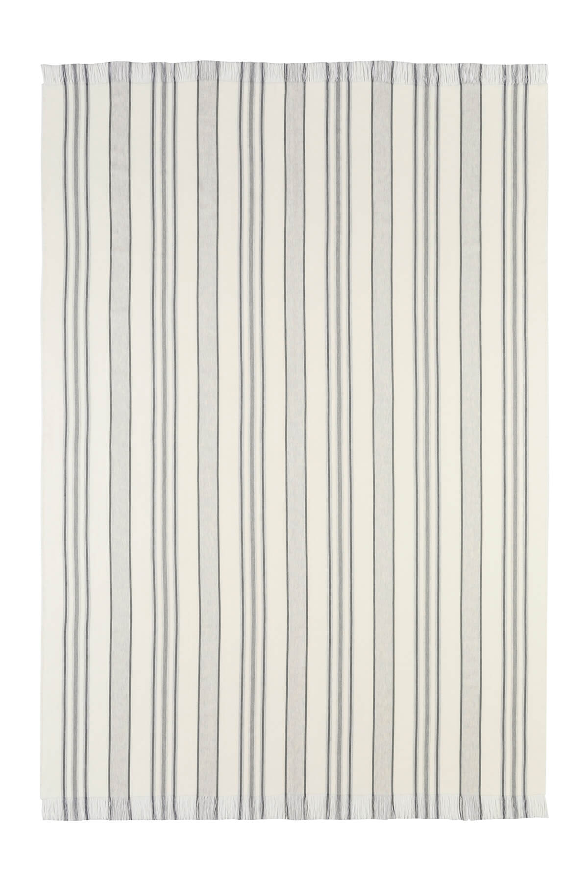 Johnstons of Elgin’s Simple Grey Stripe Merino Throw on a white background WD000257RU6992ONE