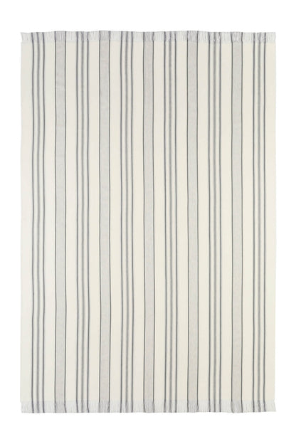 Johnstons of Elgin’s Simple Grey Stripe Merino Throw on a white background WD000257RU6992ONE