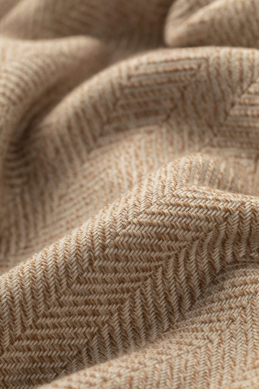 2025 Johnstons of Elgin Interiors Collection Natural Texture Herringbone Merino Throw WD001221RU7455ONE