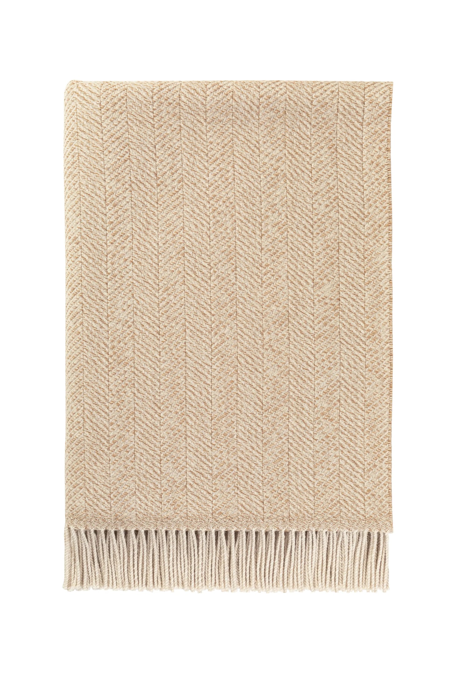 2025 Johnstons of Elgin Interiors Collection Natural Texture Herringbone Merino Throw on a white background  WD001221RU7455ONE