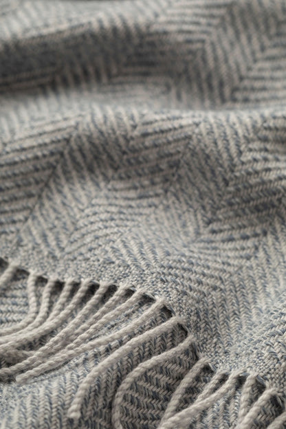 2025 Johnstons of Elgin Interiors Collection Grey Texture Herringbone Merino Throw  WD001221RU7456ONE