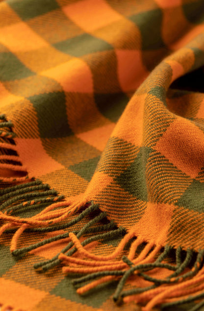 Johnstons of Elgin X Ben Pentreath Lambswool Throw in Orange & Khaki WD000100RU7251