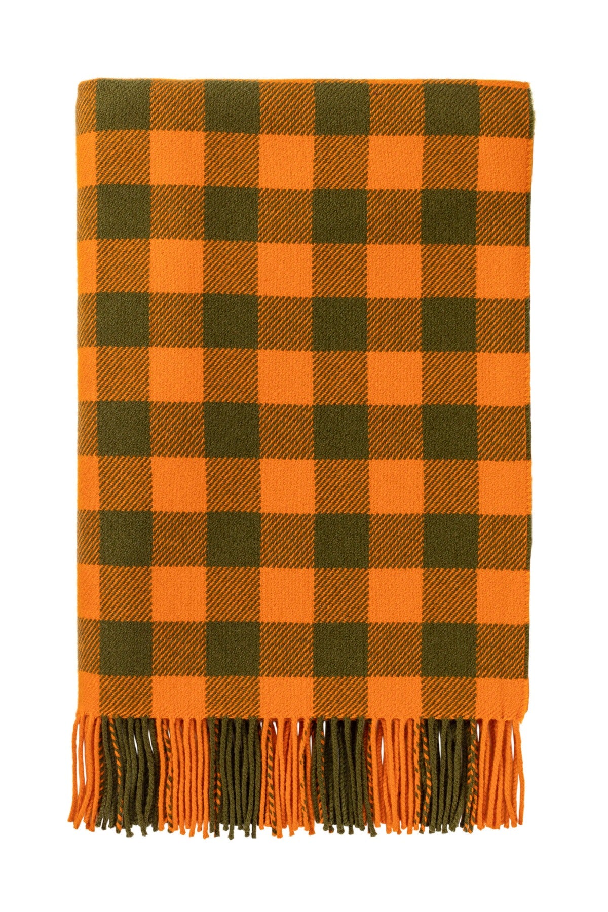 Johnstons of Elgin X Ben Pentreath Lambswool Throw in Orange & Khaki WD000100RU7251