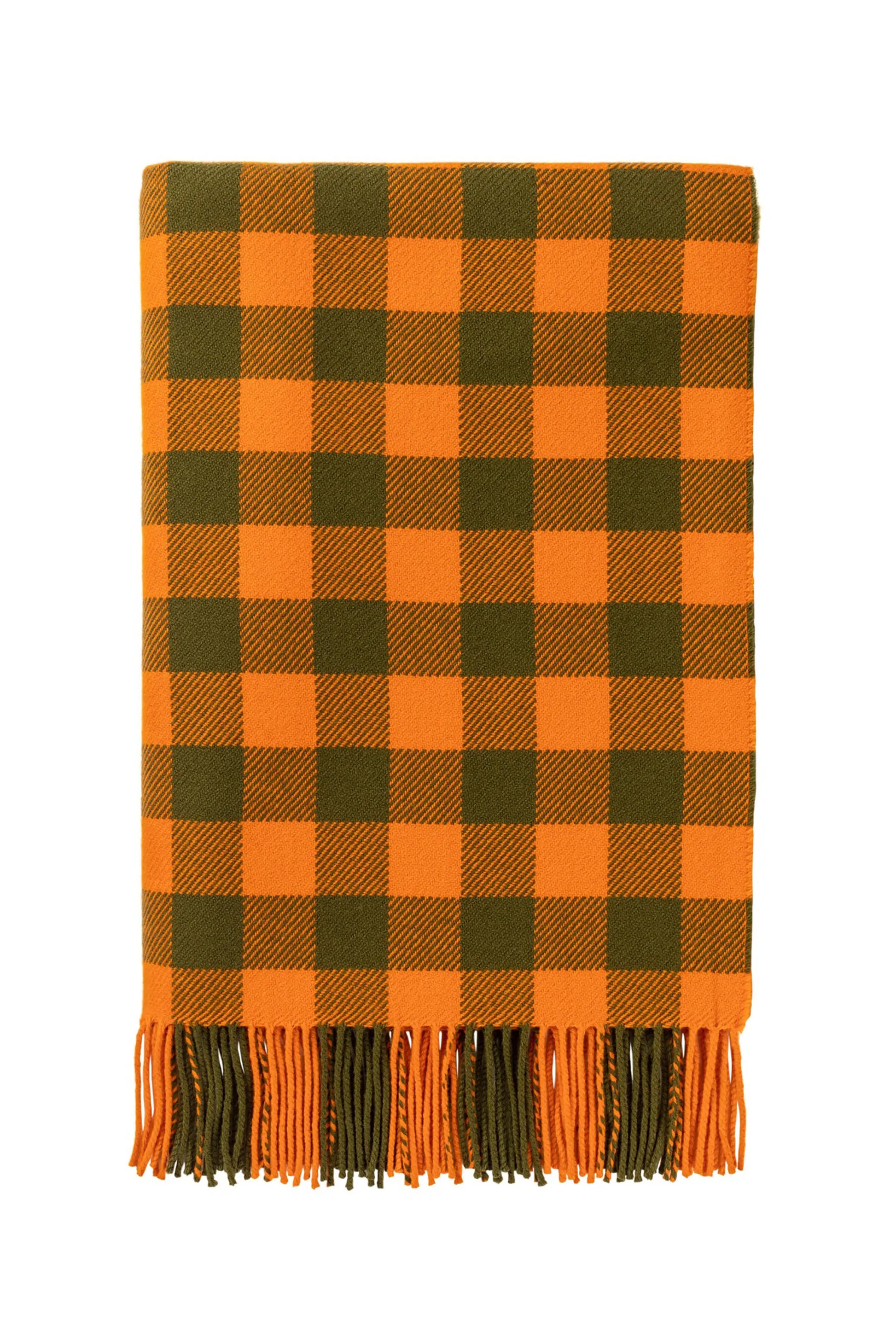 Johnstons of Elgin X Ben Pentreath Lambswool Throw in Orange & Khaki WD000100RU7251