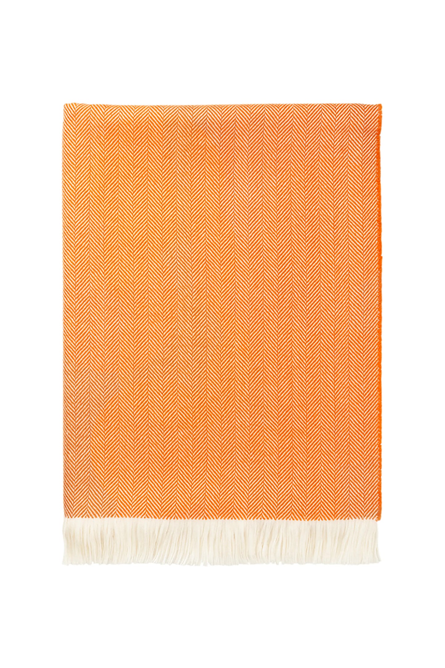 Johnstons of Elgin Orange and Ecru Merino Herringbone Blanket on a white background WD000010RU7194ONE