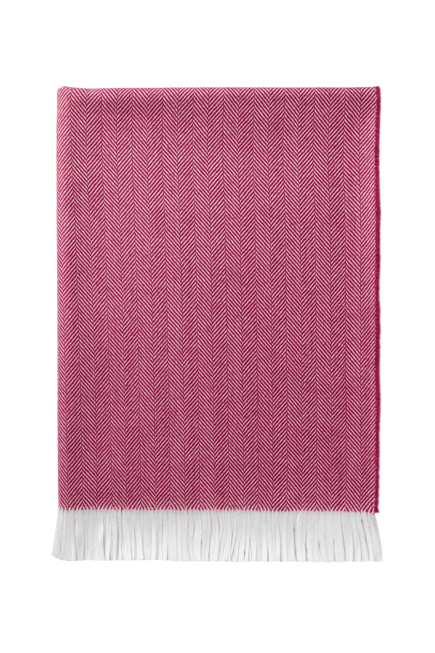 Johnstons of Elgin Pink and Ecru Merino Herringbone Blanket on a white background WD000010RU7195ONE