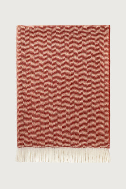 2025 Johnstons of Elgin Interiors Collection Rowan & White Herringbone Merino Throw on a white background  WD000010RU7608ONE