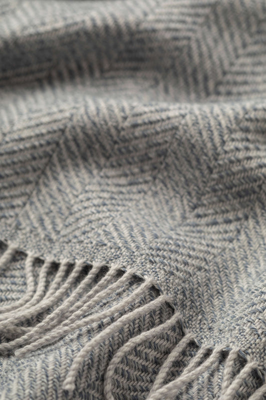 Johnstons of Elgin 2024 Blanket Collection Grey Texture Herringbone Merino Throw WD001221RU7456ONE
