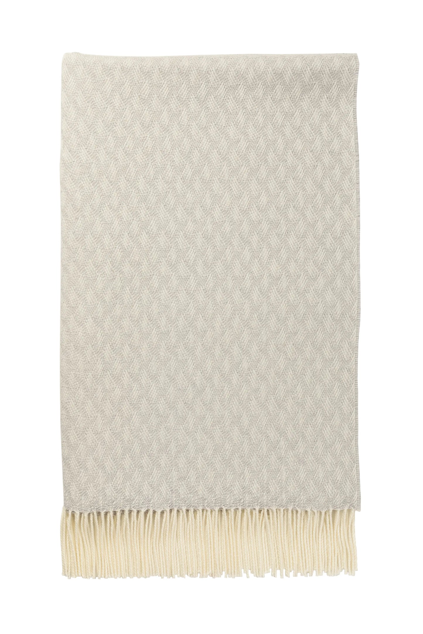 Johnstons of Elgin’s Lattice Weave Merino Bed Throw in Silver & White on a white background WD001243RU7269ONE