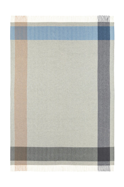 2025 Johnstons of Elgin Interiors Collection Cool Block Border Wool Throw flat on a white background  WDC01871RU7453ONE