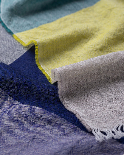 JOHNSTONS OF ELGIN ETHIE BLOCK CHECK SCARF NAVY & LIME GREEN 100% WOOL WD001986RU7717ONE