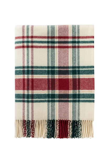 Johnstons of Elgin White Check Herringbone Christmas Blanket | Limited Edition WD000583AU8986ONE