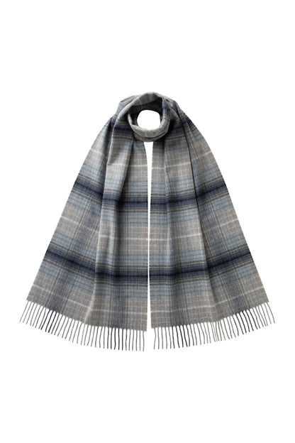 Johnstons of Elgin AW25 Woven Accessories Grey Ombre Check Merino Scarf WDC01797RU7636ONE