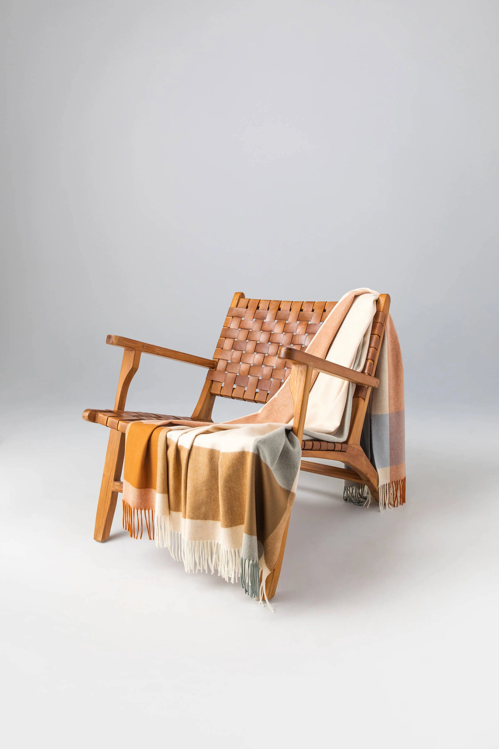Block Border Wool Throw Warm