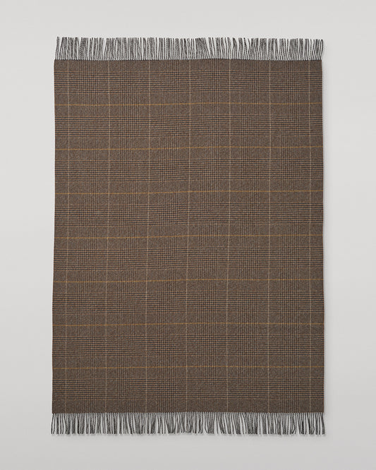 Johnstons of Elgin 100% Wool Tweed Throw in Brown Urquhart Check WDC01930RU7774ONE