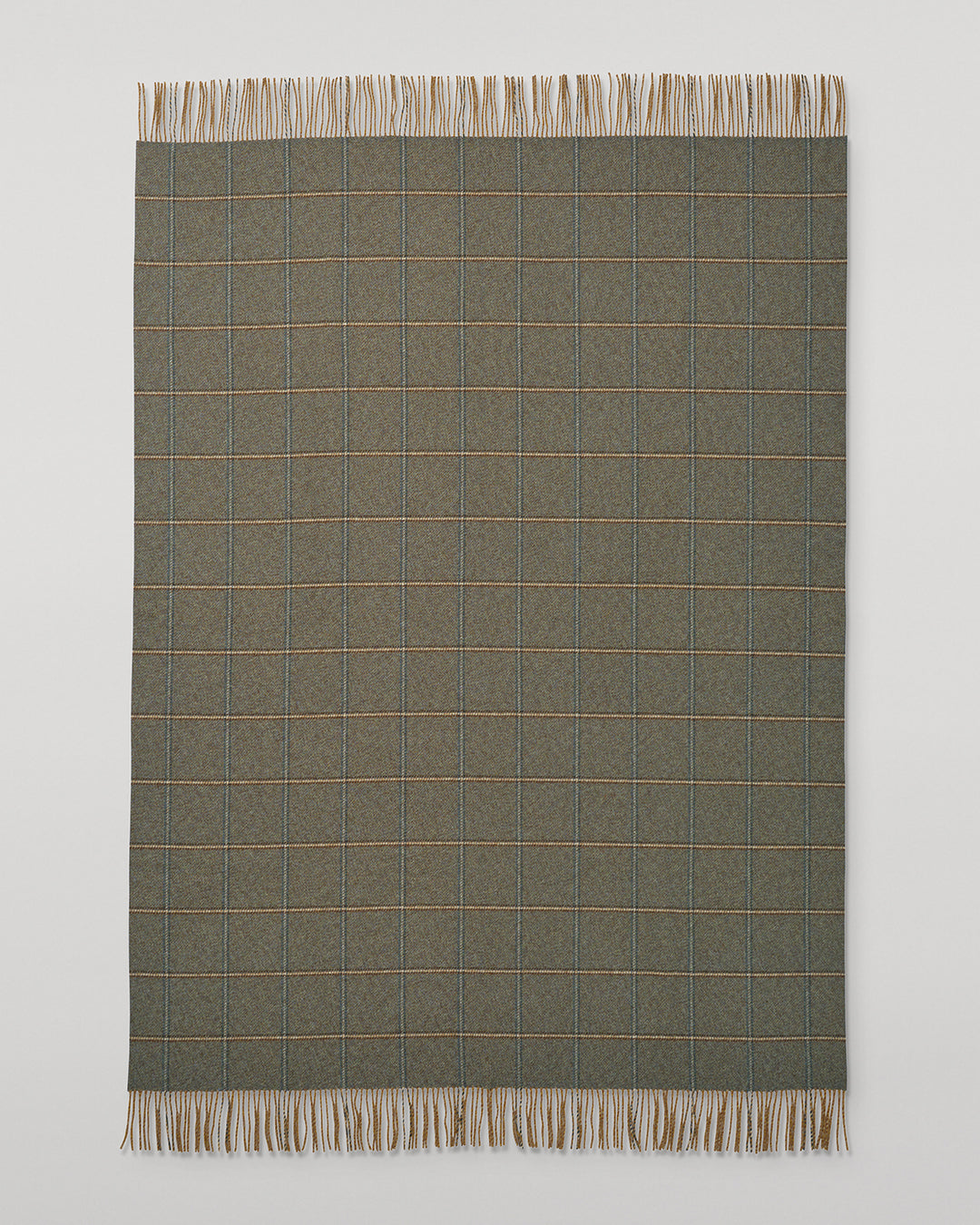 Johnstons of Elgin 100% Wool Throw in Green Windowpane Check WDC01930RU7778ONE