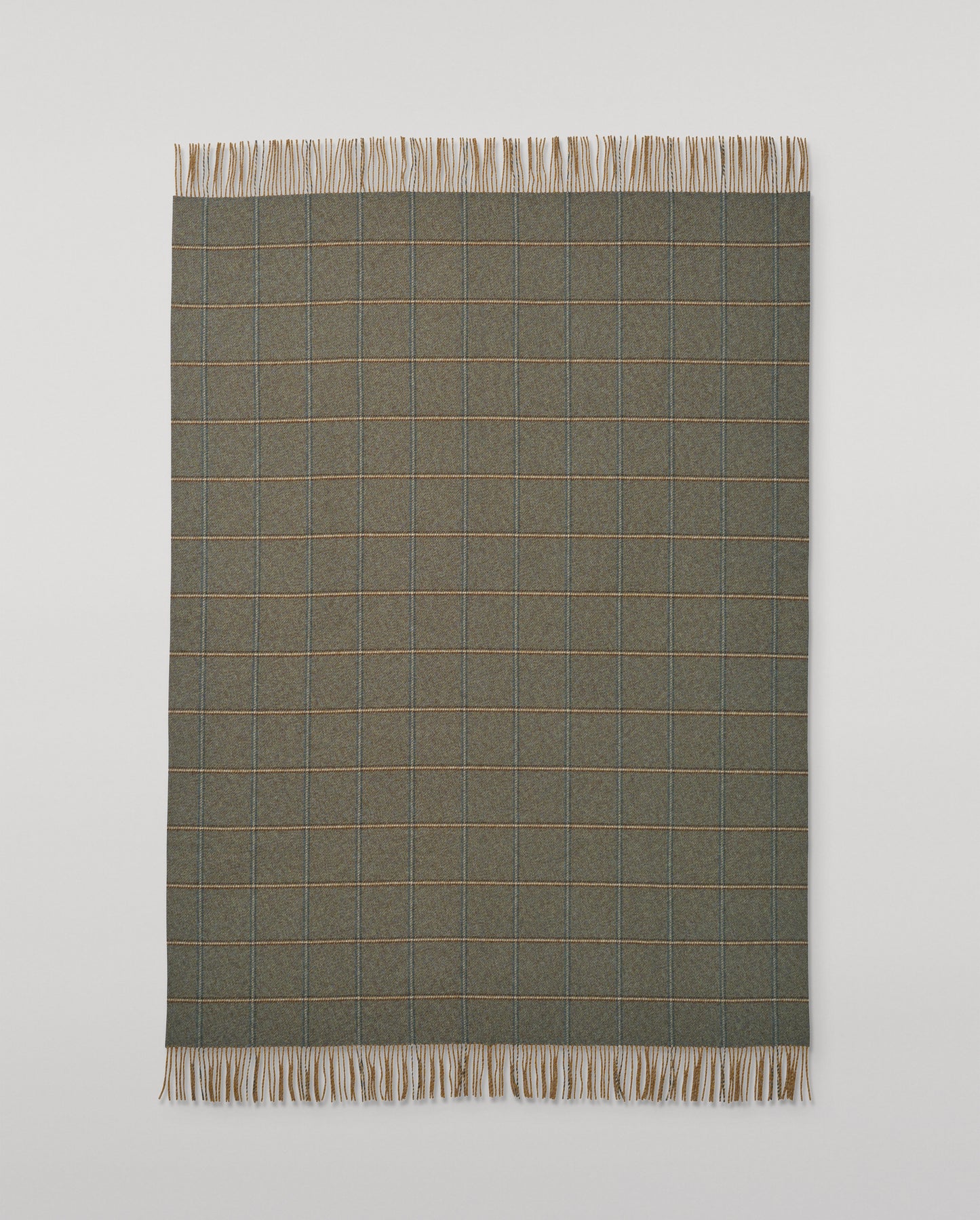 Johnstons of Elgin 100% Wool Throw in Green Windowpane Check WDC01930RU7778ONE