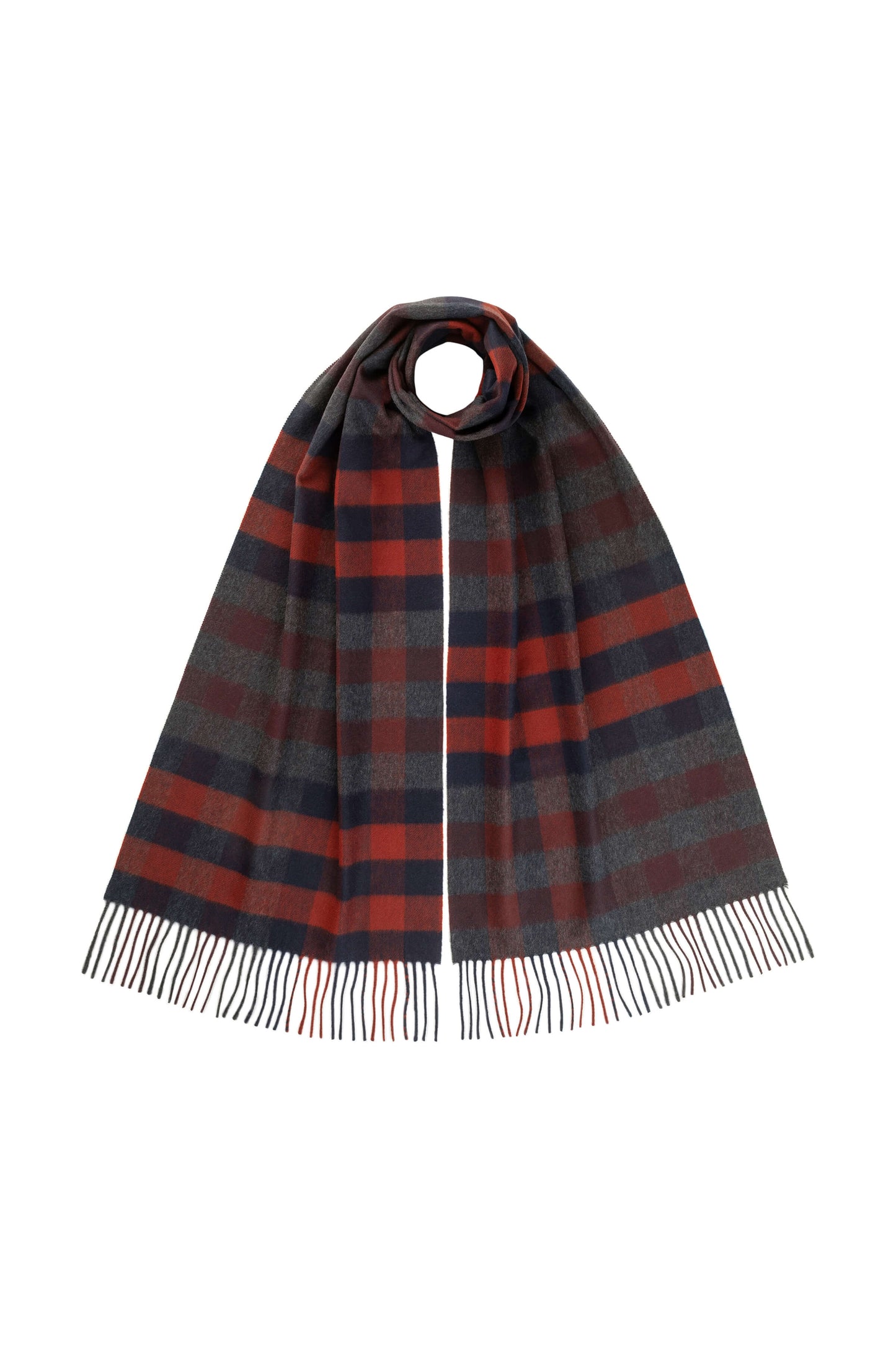 Johnstons of Elgin AW24 Woven Accessory Rust Small Check Merino Scarf WDC01797RU7501ONE