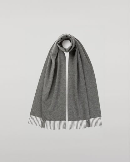 Johnstons of Elgin Ultrafine Merino Wool Scarf in Mid Grey on a white background WDC01797HA0501ONE