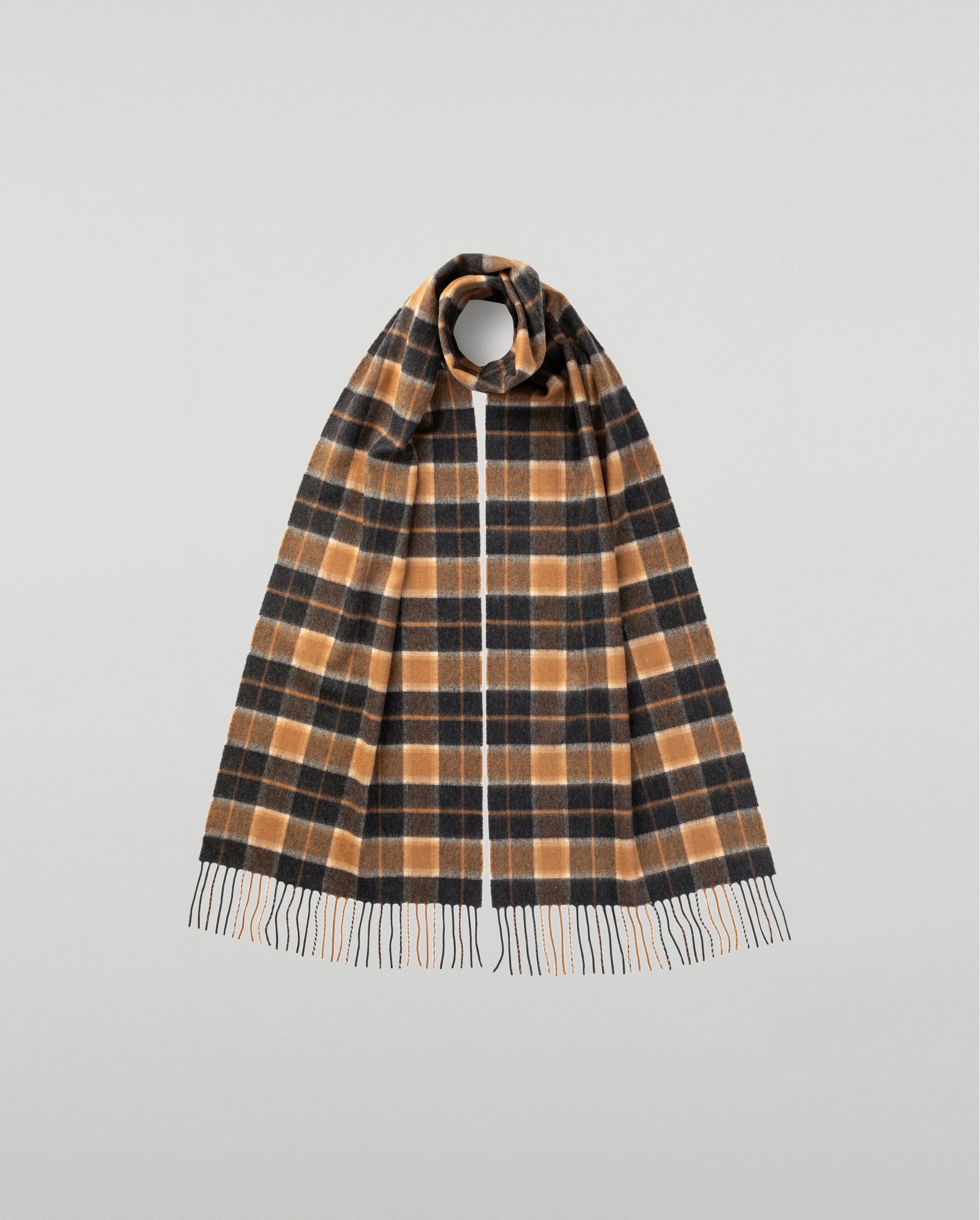 Windowpane Check Cashmere & Vicuña Scarf