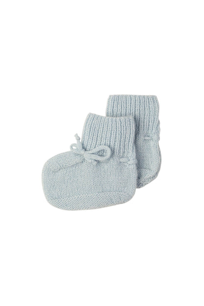 Johnstons of Elgin’s Gift Set includes our Cashmere Pointelle Baby Blanket, Hat, Mittens & Booties in Powder Blue AW21GIFTSET18C