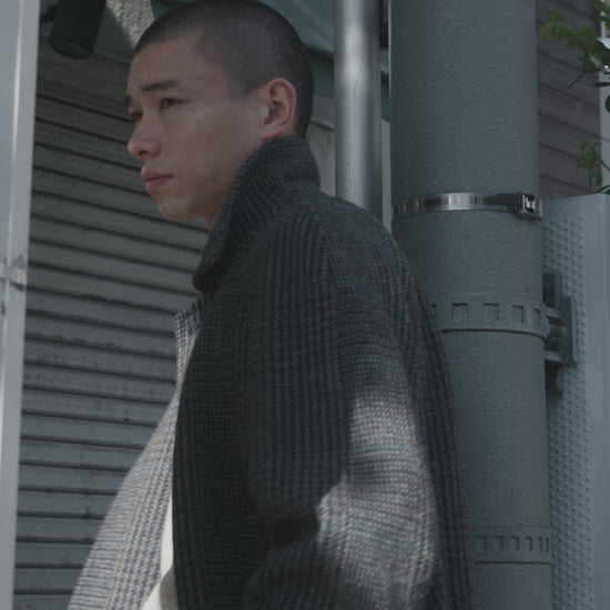 Johnstons of Elgin AW25 Men's Tailoring Dark Slate Glen Urquhart The Balmacaan' Coat | Dark Slate Check TD000475RU7678