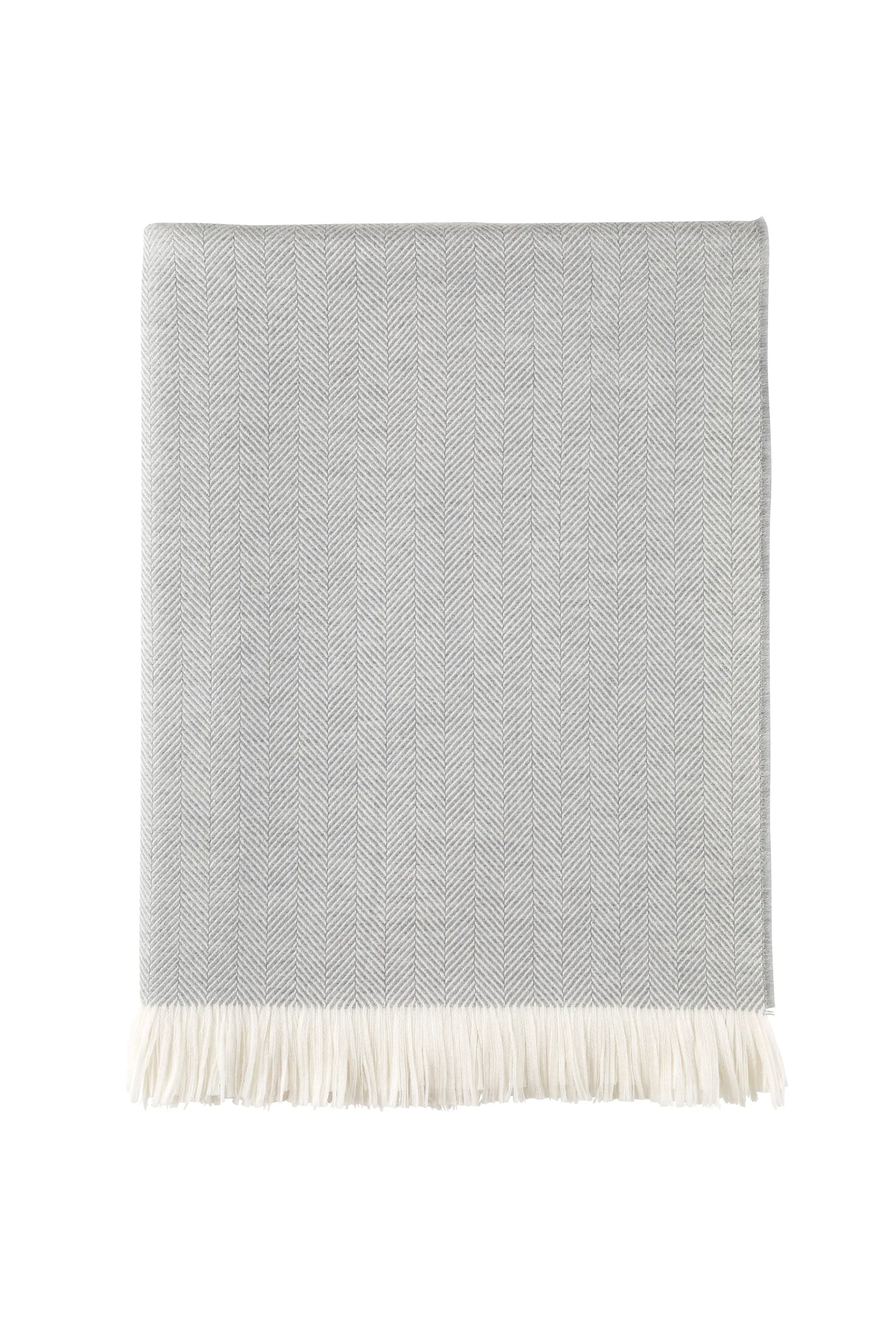 2025 Johnstons of Elgin Interiors Collection Grey Mist Herringbone Merino Throw on a white background  WD000010RU5834ONE