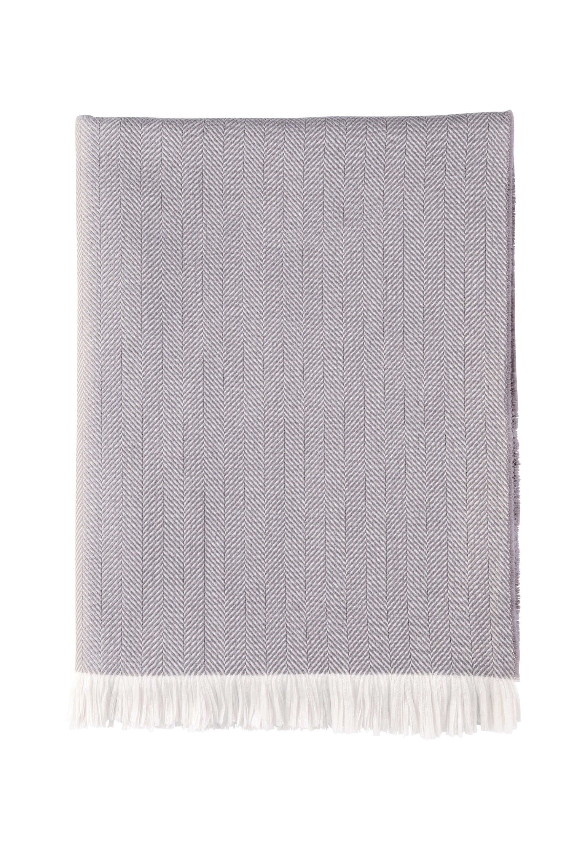 Johnstons of Elgin's Mauve Taupe & White Herringbone Merino Throw on a white background WD000010RU5843ONE