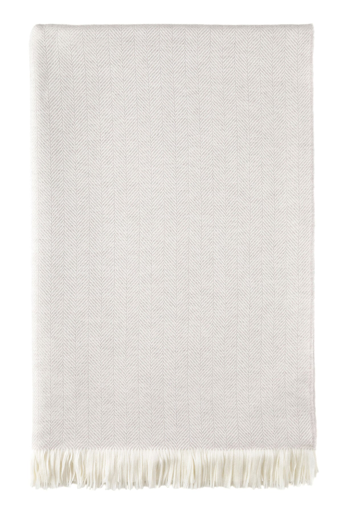 Johnstons of Elgin’s Herringbone Merino Bed Throw in Mist & White on white background WD001115RU5856ONE