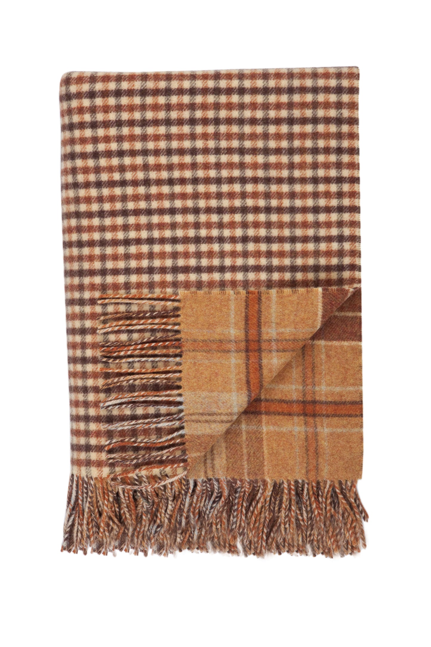 Camel Tweed Double Face Lambswool Throw